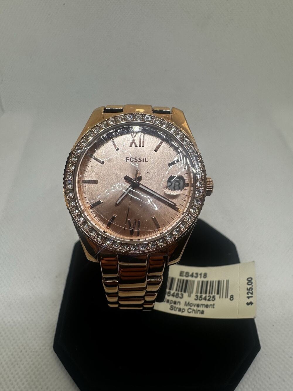 Fossil Scarlette ES4318 Womens Watch Rose Gold Tone Stainless Steel Bracelet New
